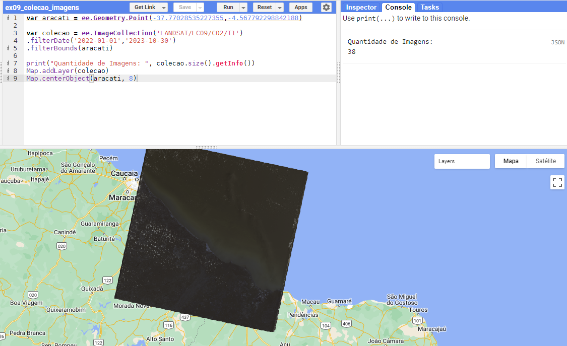 Coleção de imagens Landsat 9 sobre Aracati