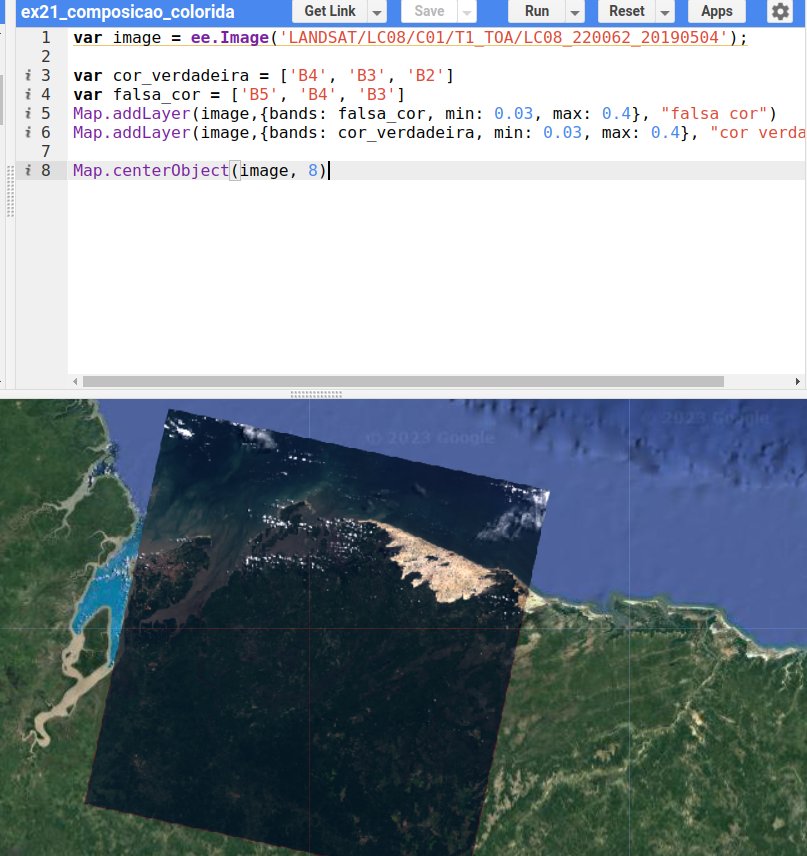 Composição colorida no Code Editor