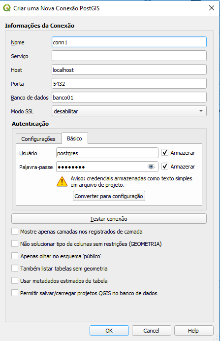 Configurando a conexão