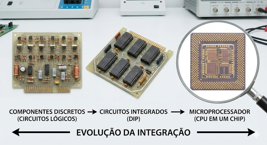 Um microprocessador, com toda a CPU integrada em um único chip