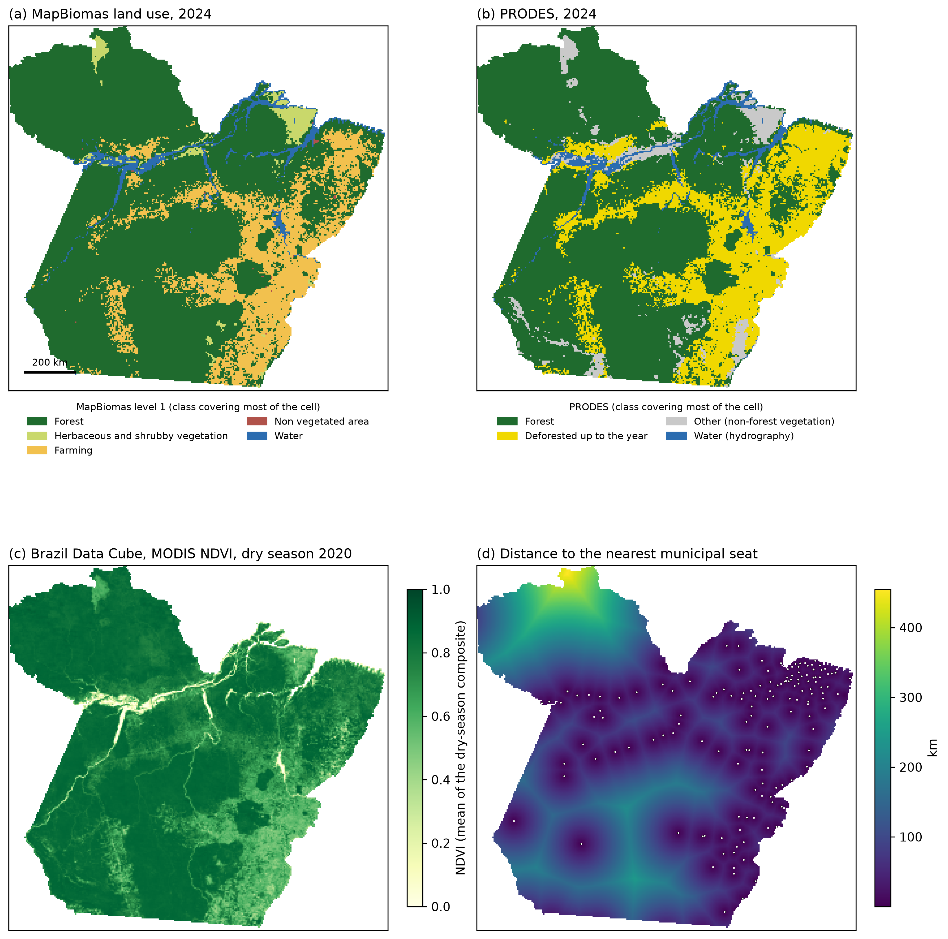 The state of Pará on a 5 km grid built by DisSCube from four sources
